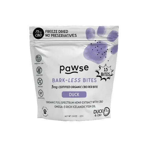 1ea 15pc Pawse 75mg Duck Bark-Less Bites - Dog/Cat Supplements